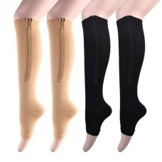 NOMIYEI 2 Pairs of Zippered Medical Compression Socks | Easy-Wear Therapeutic Compression Socks with Side Zipper for Varicose Veins and Leg Pain Relief